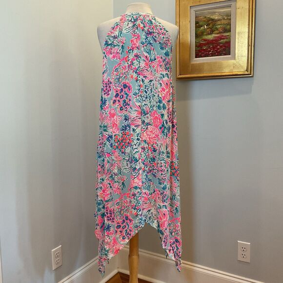 Lilly Pulitzer Monica Beach Dress Serene‎ Blue Gypsea Floral Size S NWT $158 - Picture 4 of 11
